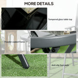 Glass Top Folding Garden Side Table Round - Velmora