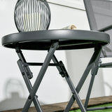 Glass Top Folding Garden Side Table Round - Velmora
