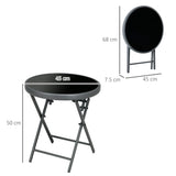 Glass Top Folding Garden Side Table Round - Velmora