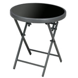 Glass Top Folding Garden Side Table Round - Velmora