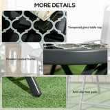 Glass Top Folding Garden Side Table Round - Velmora