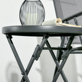 Glass Top Folding Garden Side Table Round - Velmora