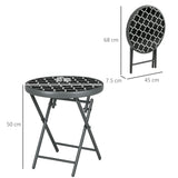 Glass Top Folding Garden Side Table Round - Velmora