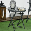 Glass Top Folding Garden Side Table Round - Velmora