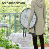 Glass Top Folding Garden Side Table Round - Velmora