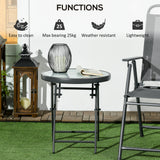 Glass Top Folding Garden Side Table Round - Velmora