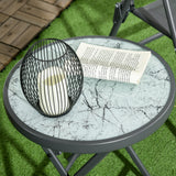Glass Top Folding Garden Side Table Round - Velmora