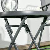 Glass Top Folding Garden Side Table Round - Velmora