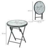 Glass Top Folding Garden Side Table Round - Velmora