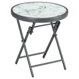 Glass Top Folding Garden Side Table Round - Velmora