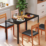 Glass Top Kitchen Dining Table Rectangular for 4 People - Velmora