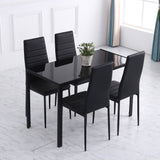 Glass Top Kitchen Dining Table Rectangular for 4 People - Velmora