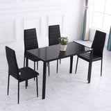 Glass Top Kitchen Dining Table Rectangular for 4 People - Velmora