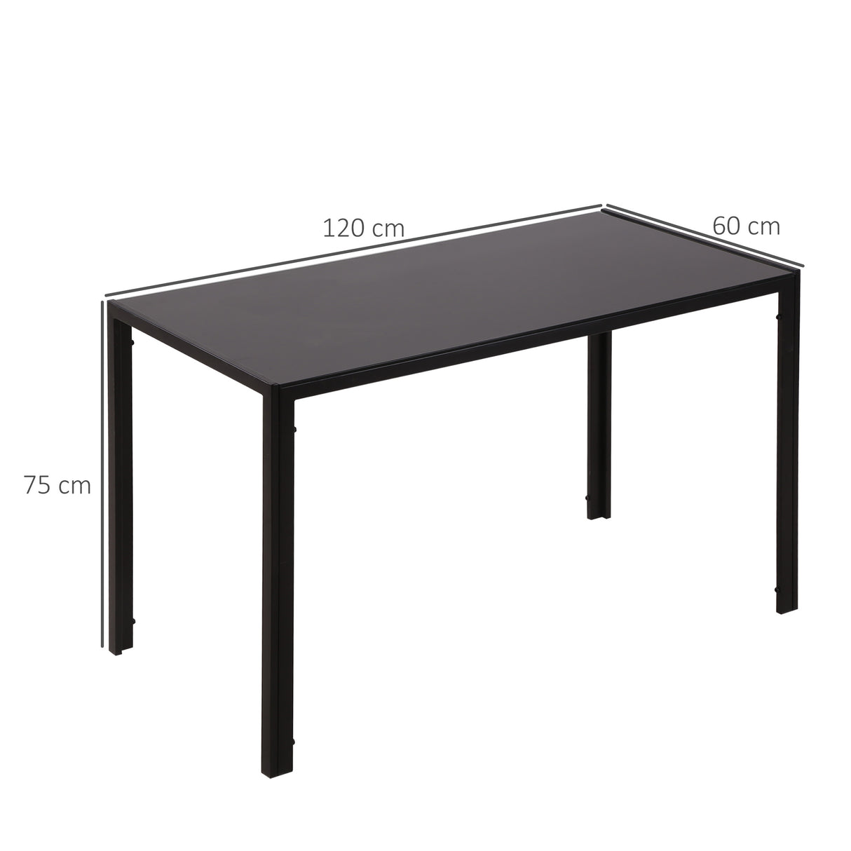 Glass Top Kitchen Dining Table Rectangular for 4 People - Velmora