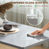 Glass Top Kitchen Dining Table Rectangular for 4 People - Velmora