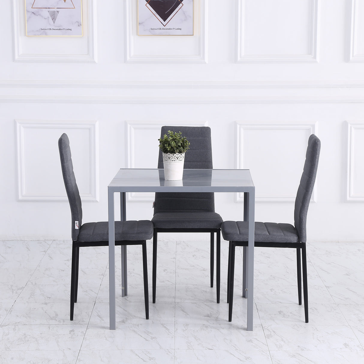 Glass Top Kitchen Dining Table Square for 2 to 4 People - Velmora