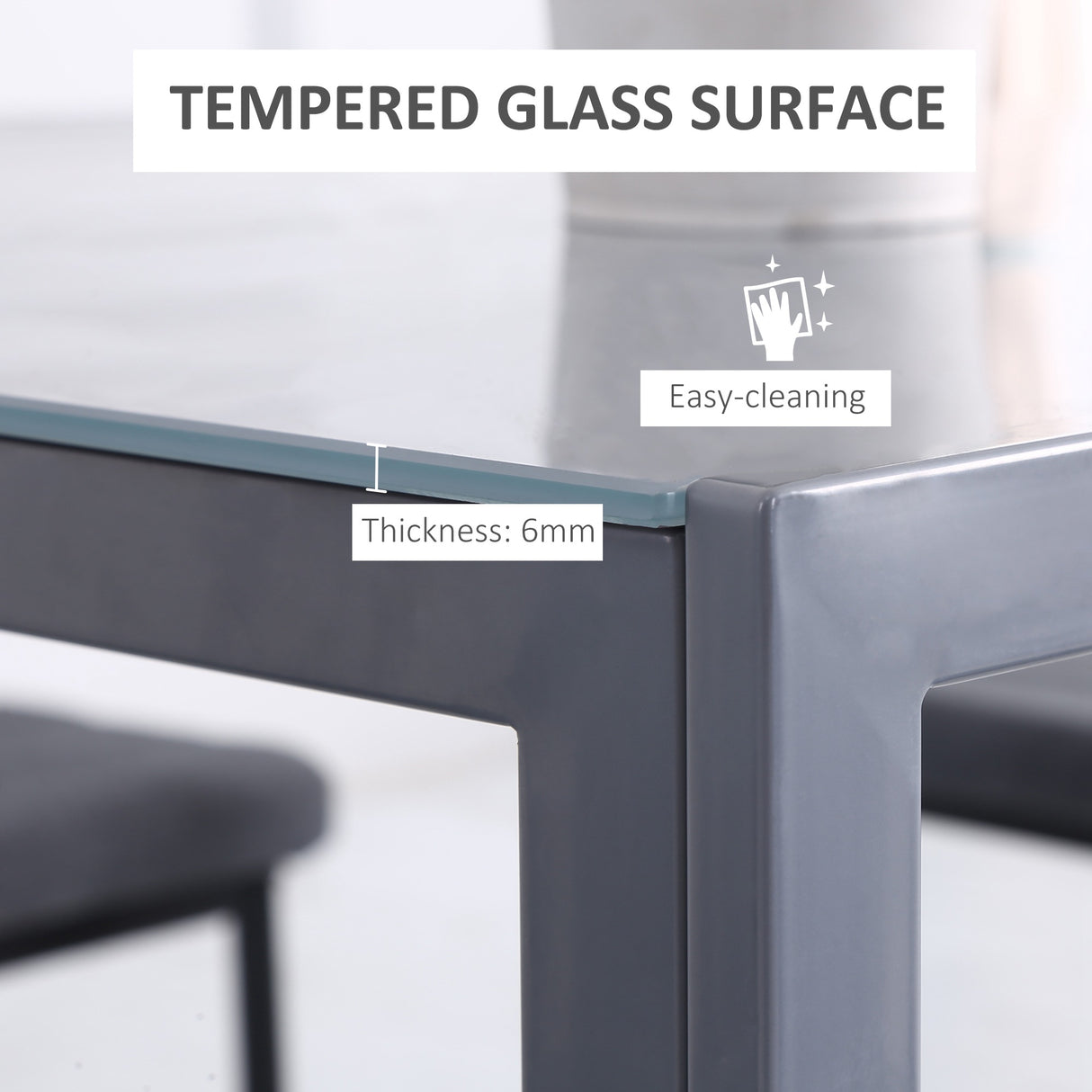 Glass Top Kitchen Dining Table Square for 2 to 4 People - Velmora