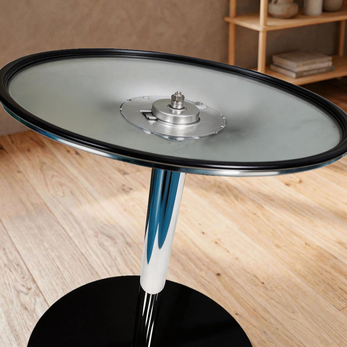 Glass Top Modern Bar Table 70cm Round for 4 People - Velmora
