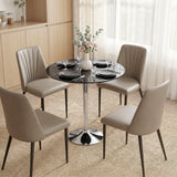 Glass Top Modern Bar Table 70cm Round for 4 People - Velmora