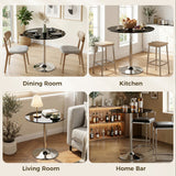 Glass Top Modern Bar Table 70cm Round for 4 People - Velmora