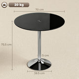 Glass Top Modern Bar Table 70cm Round for 4 People - Velmora