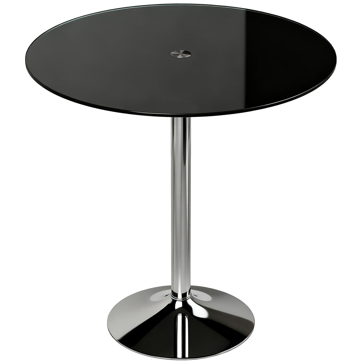 Glass Top Modern Bar Table 70cm Round for 4 People - Velmora