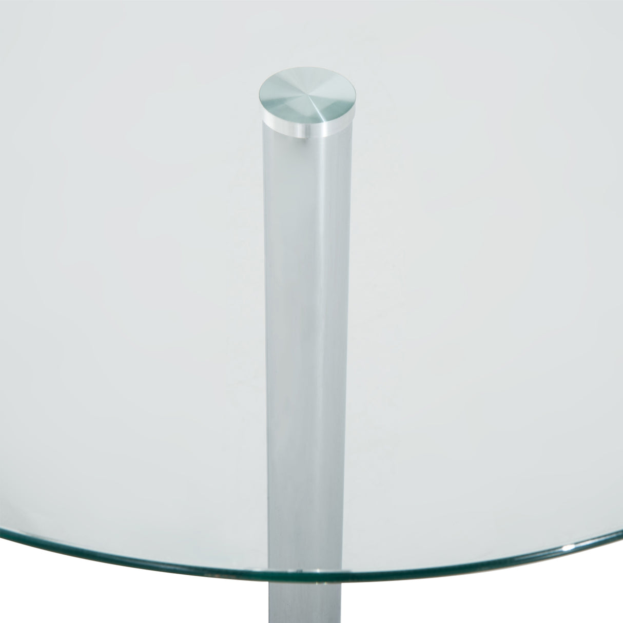 Glass Top Modern Bar Table 70cm Round for 4 People - Velmora
