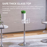 Glass Top Modern Bar Table 70cm Round for 4 People - Velmora