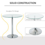 Glass Top Modern Bar Table 70cm Round for 4 People - Velmora