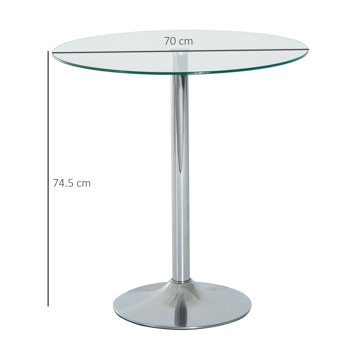 Glass Top Modern Bar Table 70cm Round for 4 People - Velmora