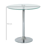 Glass Top Modern Bar Table 70cm Round for 4 People - Velmora
