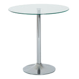 Glass Top Modern Bar Table 70cm Round for 4 People - Velmora