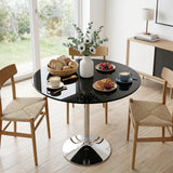 Glass Top Modern Bar Table 80cm Round for 4 People - Velmora