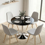 Glass Top Modern Bar Table 80cm Round for 4 People - Velmora