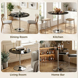 Glass Top Modern Bar Table 80cm Round for 4 People - Velmora