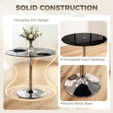 Glass Top Modern Bar Table 80cm Round for 4 People - Velmora