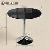Glass Top Modern Bar Table 80cm Round for 4 People - Velmora