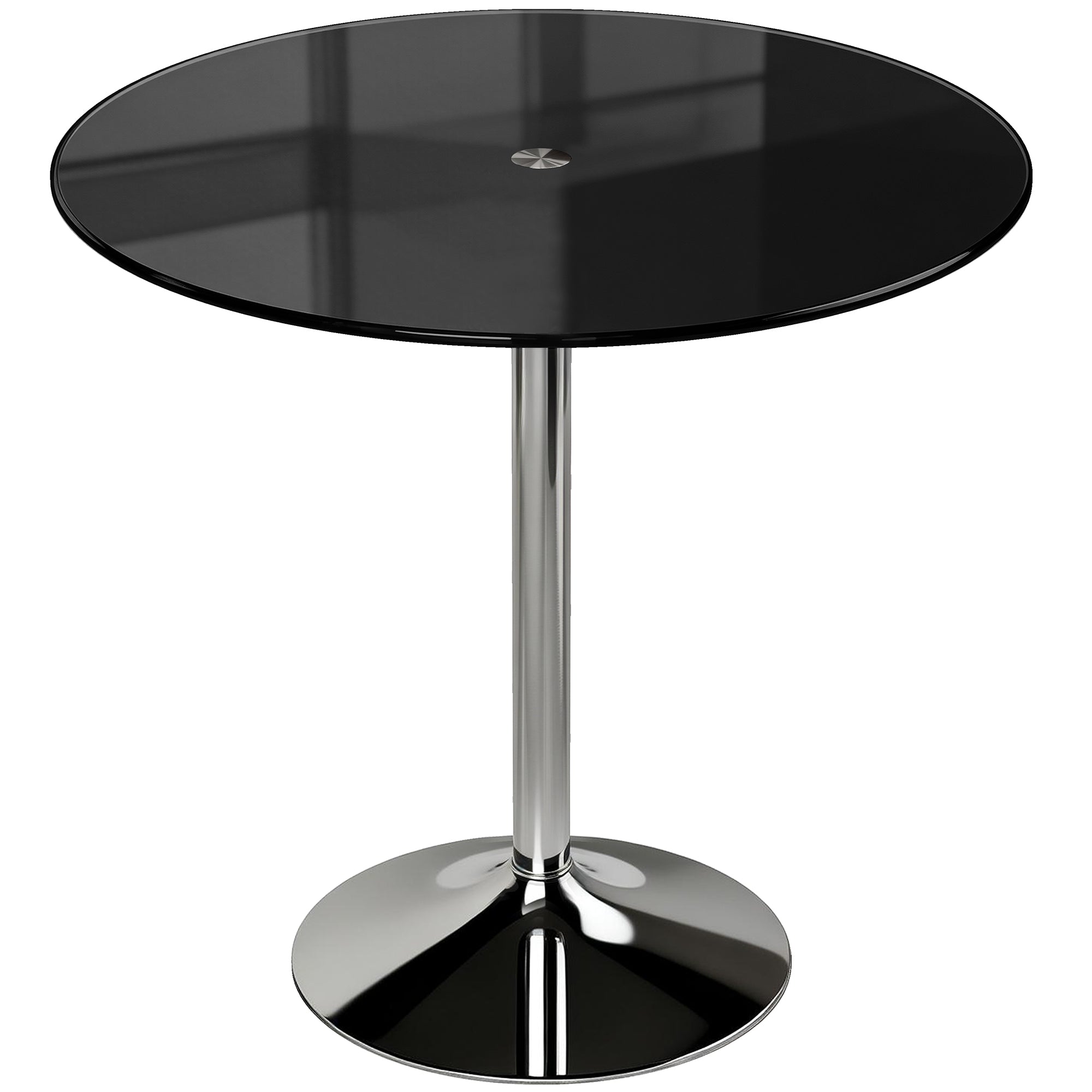 Glass Top Modern Bar Table 80cm Round for 4 People - Velmora