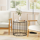 Glass Top Nest of 2 Tables Round With Elliptical Cut-Out Design - Velmora
