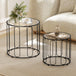 Glass Top Nest of 2 Tables Round With Elliptical Cut-Out Design - Velmora