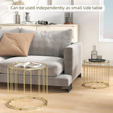 Glass Top Nest of 2 Tables Round With Elliptical Cut-Out Design - Velmora