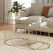 Glass Top Nest of 2 Tables Round With Elliptical Cut-Out Design - Velmora