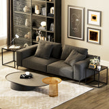 Glass Top Nest of 2 Tables Square With Metal Frame - Velmora