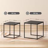 Glass Top Nest of 2 Tables Square With Metal Frame - Velmora