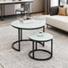 Glass Top Nesting Coffee Tables Round in Set of 2 With Steel Frame - Velmora