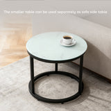 Glass Top Nesting Coffee Tables Round in Set of 2 With Steel Frame - Velmora