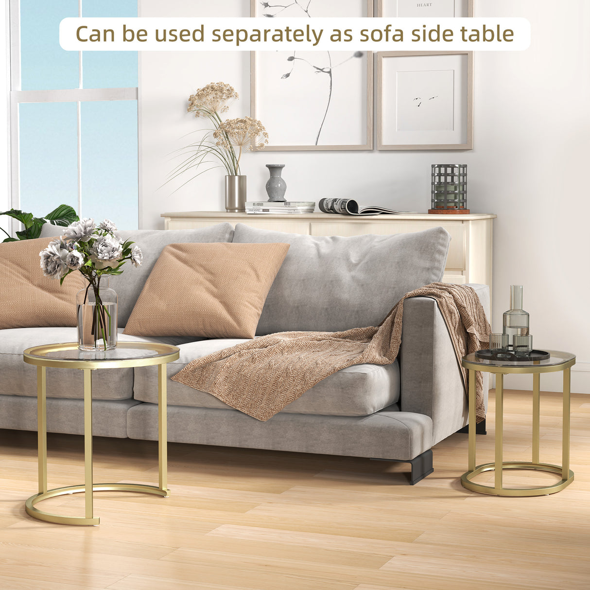 Glass Top Nesting Coffee Tables Round in Set of 2 - Velmora