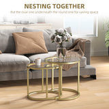 Glass Top Nesting Coffee Tables Round in Set of 2 - Velmora