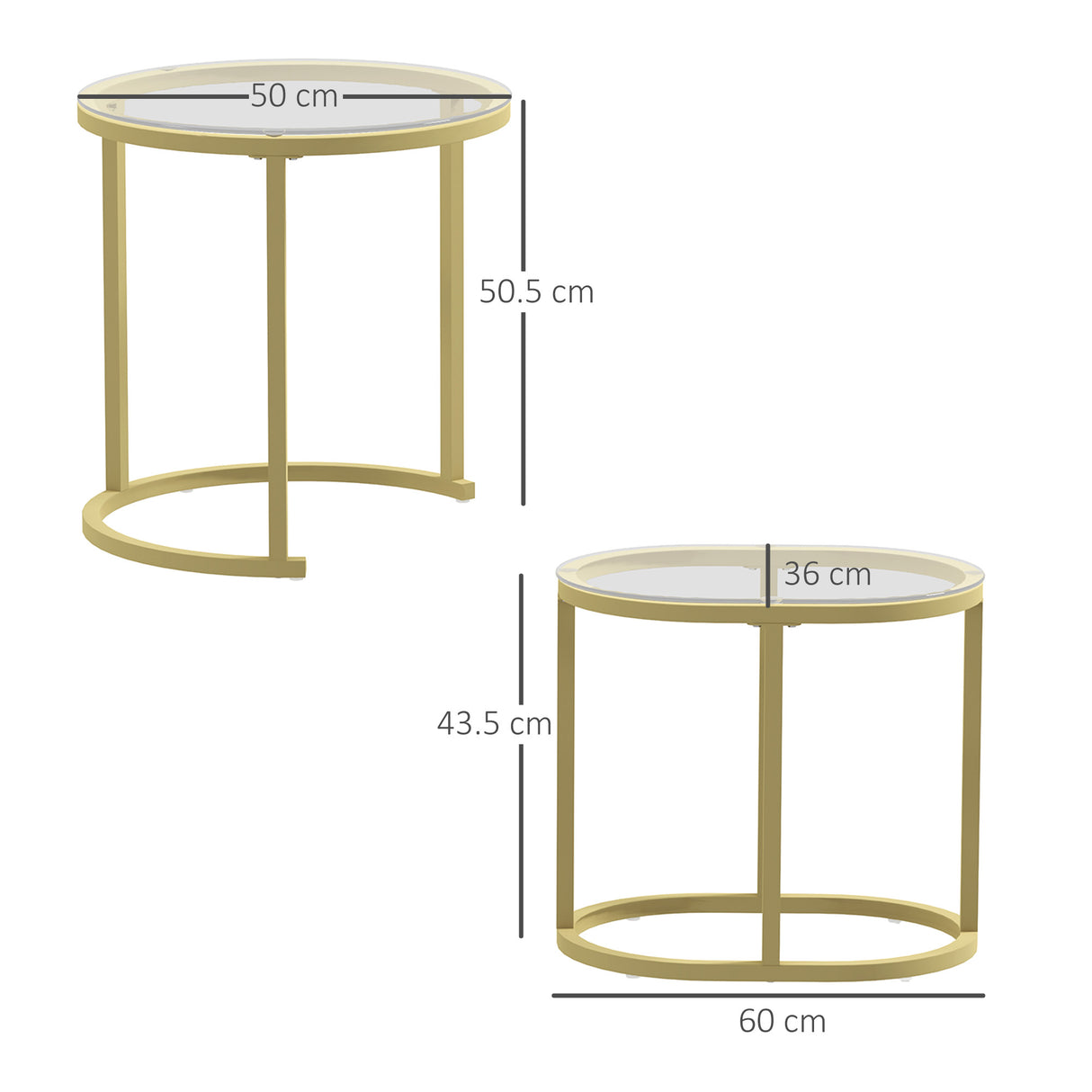 Glass Top Nesting Coffee Tables Round in Set of 2 - Velmora