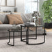 Glass Top Nesting Coffee Tables in Set of 2 With Black Steel Frame - Velmora